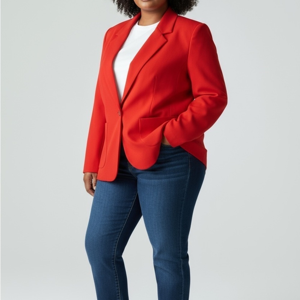 Vintage Avon Fashions Blazer Women Size‎ 15/16 Red 100% Wool Classic Vibrant NEW
